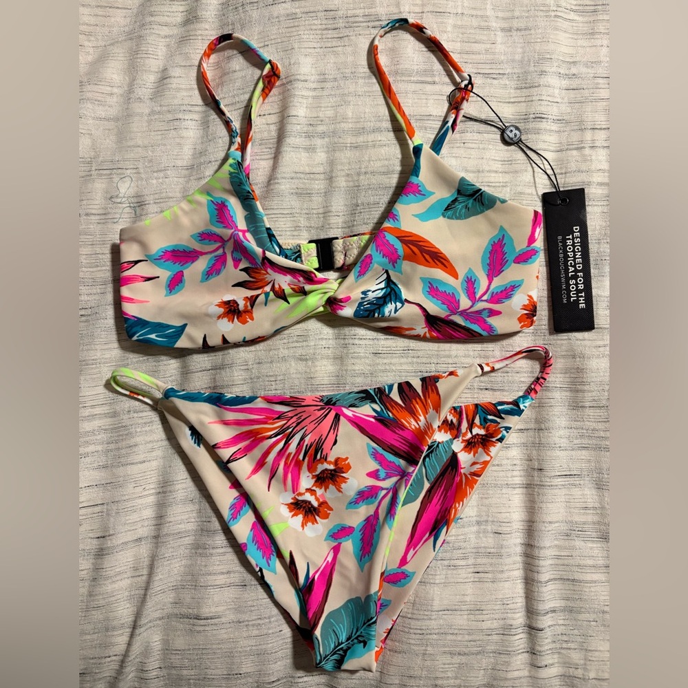 Blackbough Floral Bikini Set with Tropical Print